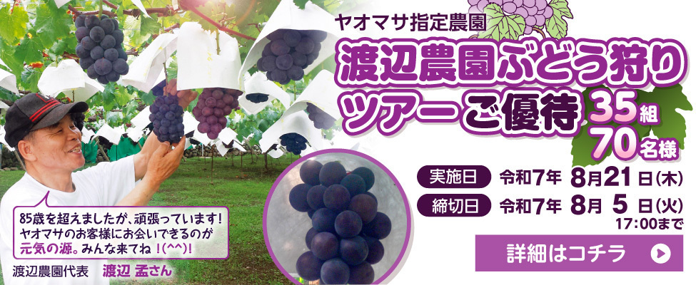 渡辺農園ぶどう狩りバスツアーご優待